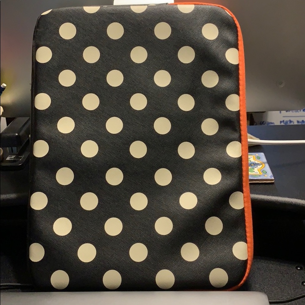 Laptop Case Coral and Black/White Polkadot (Large)